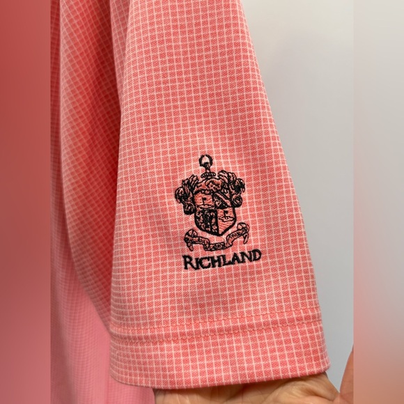 FOOTJOY Men's Coral/Pink grid pattern golf Polo shirt size L - Picture 9 of 12